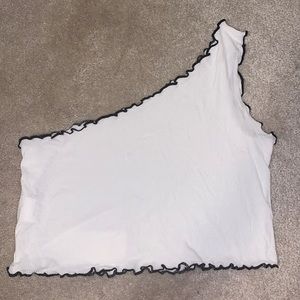 *NWT* Romwe ribbed lettuce hem one shoulder crop tank top